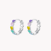 Colourful Hearts Silver Stud Earrings
